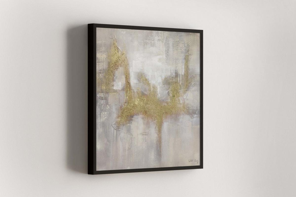 ACRYLBILD HANDGEMALT 80/80 cm - Goldfarben/Grau, Holz/Textil (80/80cm) - KUNSTLOFT
