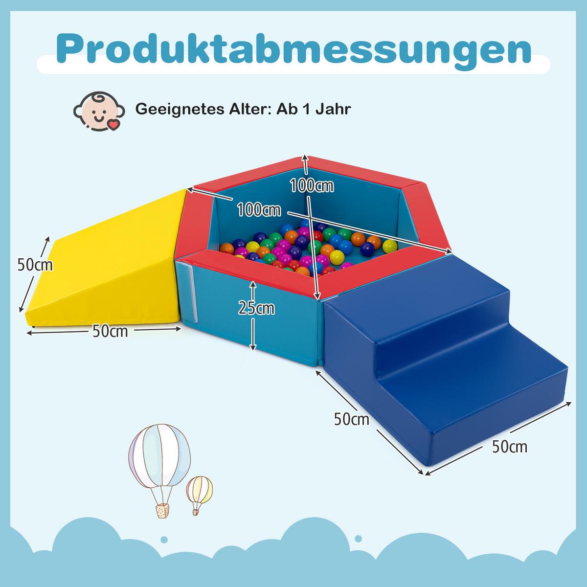 SOFTBAUSTEINE Gelb (3-teilig) - Gelb, Kunststoff (100/25/100cm) - COSTWAY