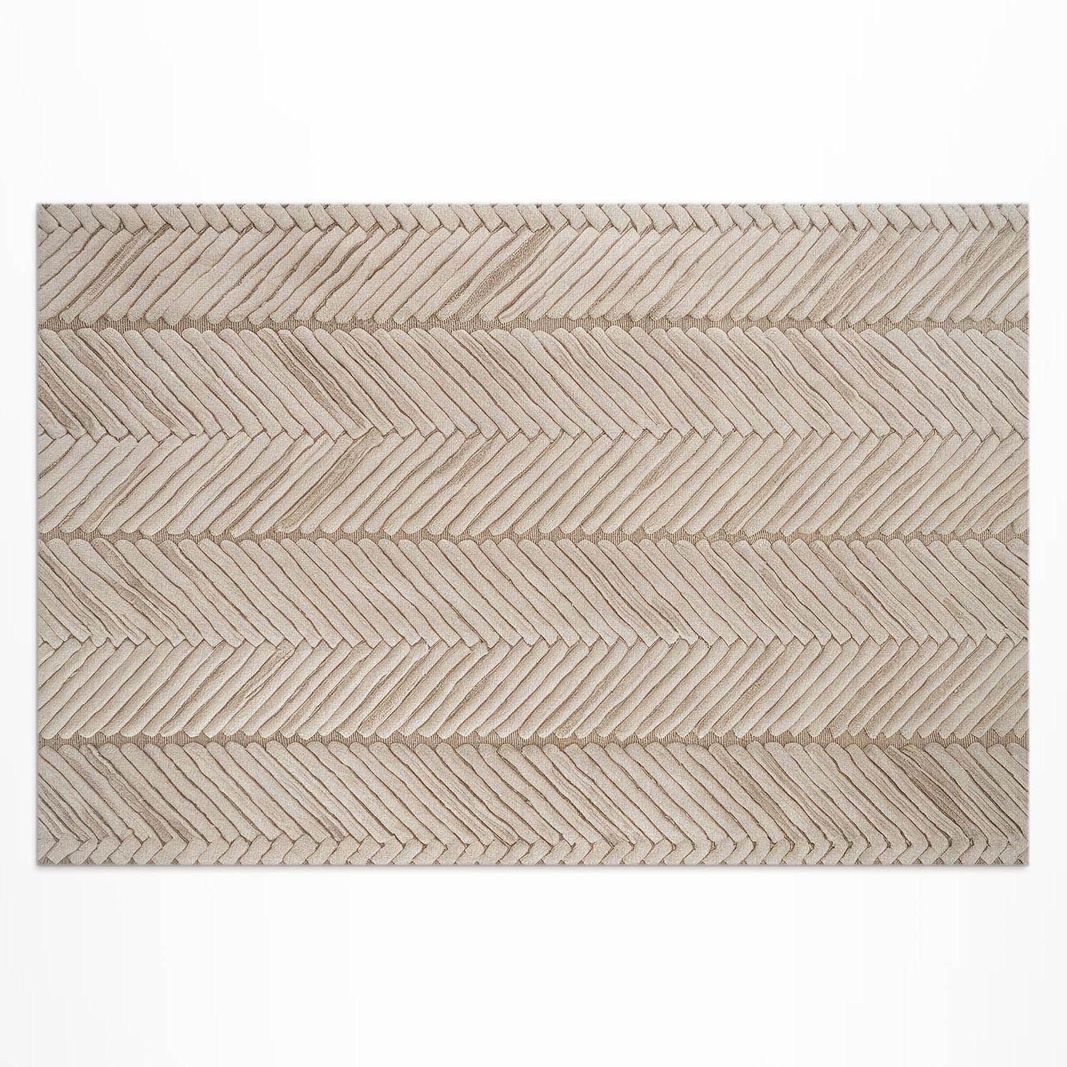 TEPPICH 100x150 cm Indianisches Flechtmuster Boho - Sandfarben, Kunststoff (100/150cm) - Wallfluent