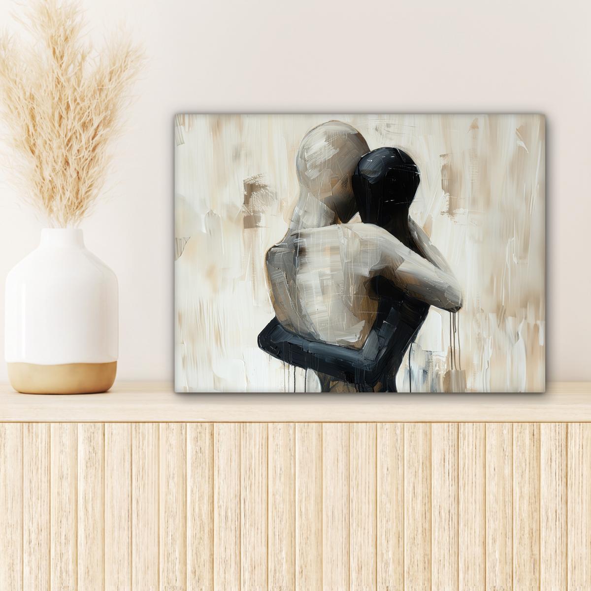 LEINWANDBILD Abstrakt - Liebe - Schwarz und weiß - Modern Wandbild 40x30 cm - Schwarz, Textil (40/30cm) - MuchoWow