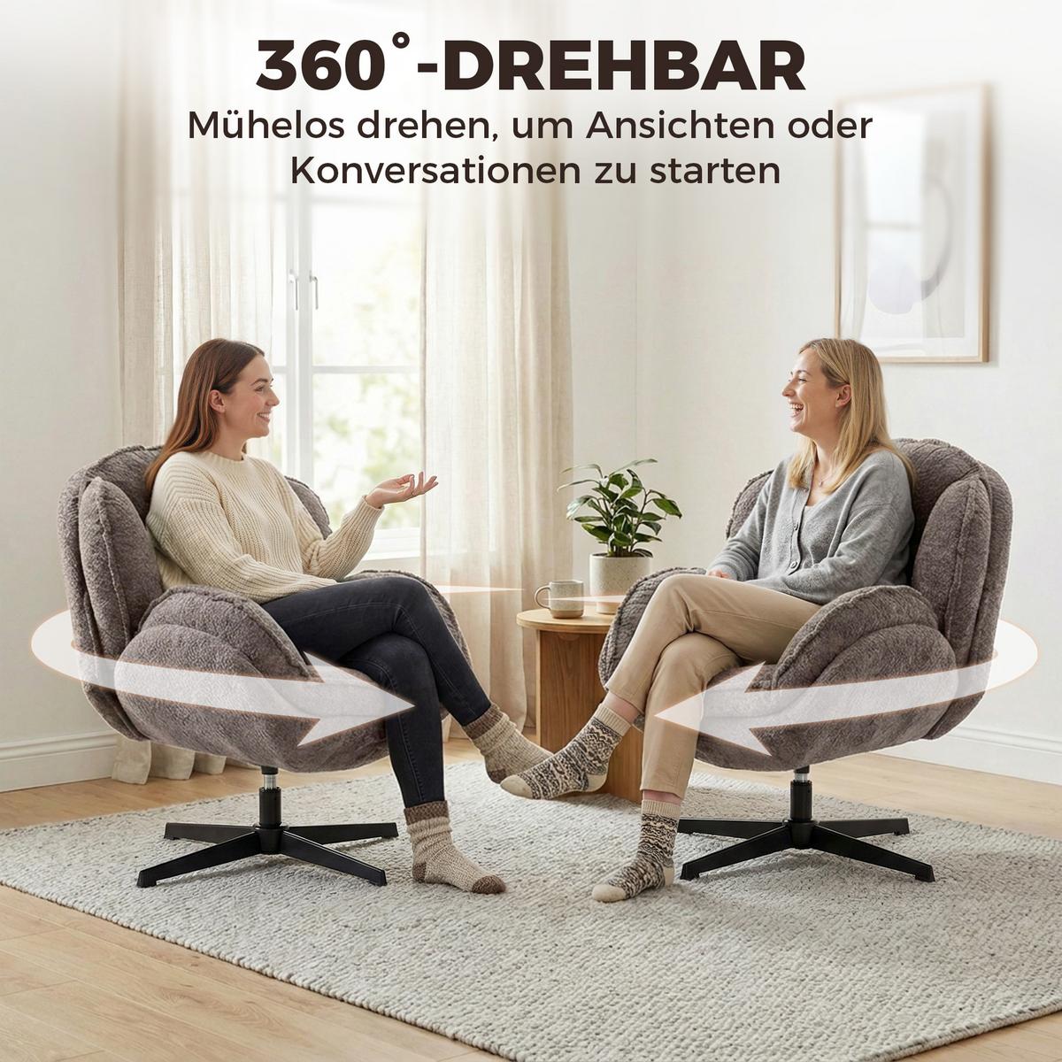 OHRENSESSEL aus Polyester & Metall Grau - Schwarz/Grau, Textil/Metall (76/88/86cm) - HOMCOM