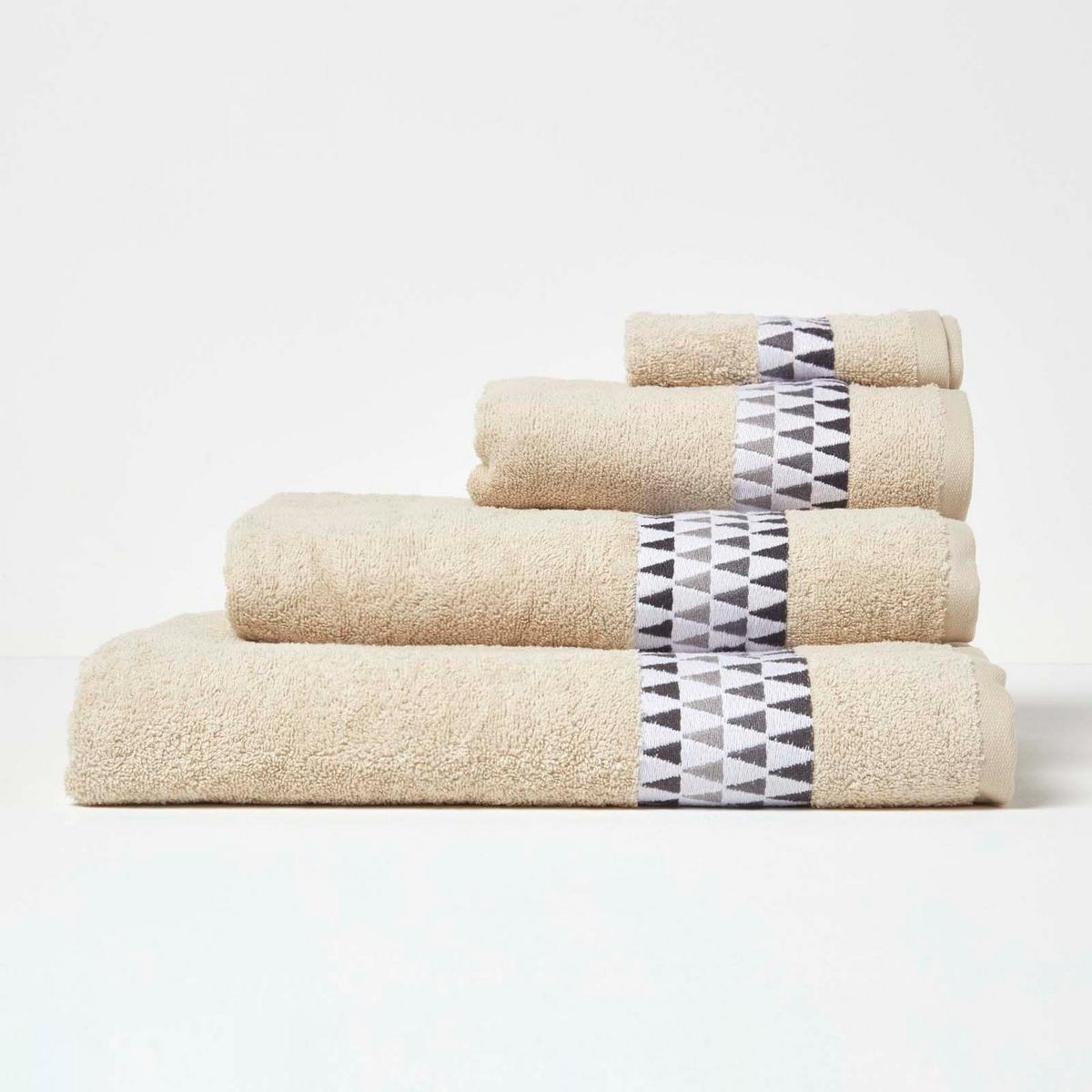 HANDTUCH Geometric beige - Beige, Textil (50/90cm) - Homescapes