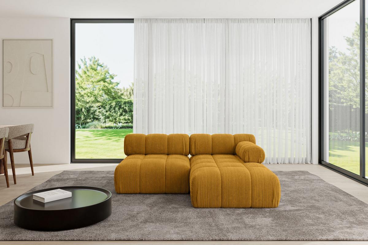 ECKSOFA modulares Sofa Razon-L1 - 190x160x70 cm Senfgelb Cord - Currygelb, Holzwerkstoff/Textil (190/160cm) - ALTDECOR
