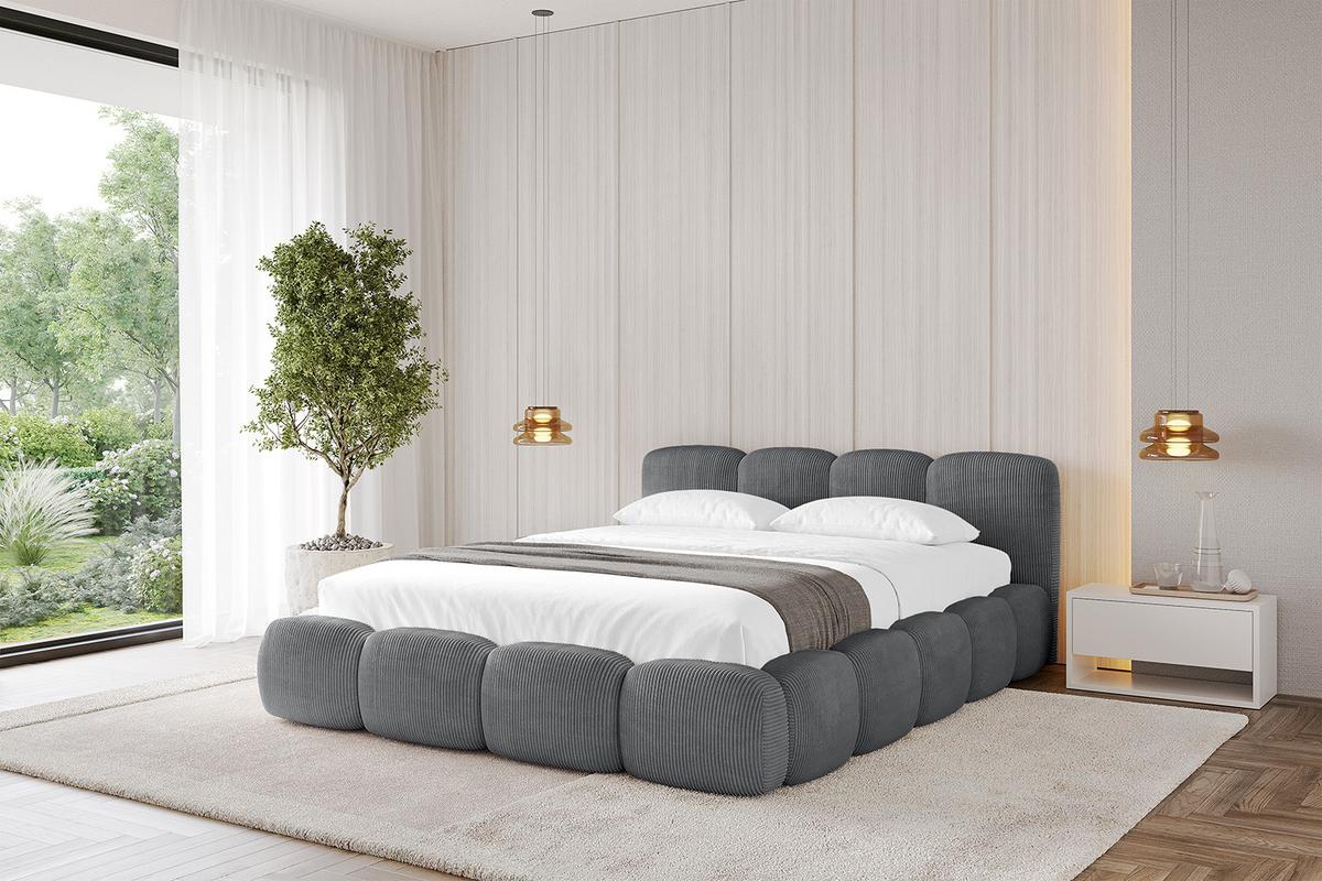 POLSTERBETT mit Bettkasten und Lattenrost, Bett mit Matratze H3/H4 - KALA-v1 160x200 Dunkelgrau - Dunkelgrau, Holzwerkstoff/Textil (160/200cm) - ALTDECOR