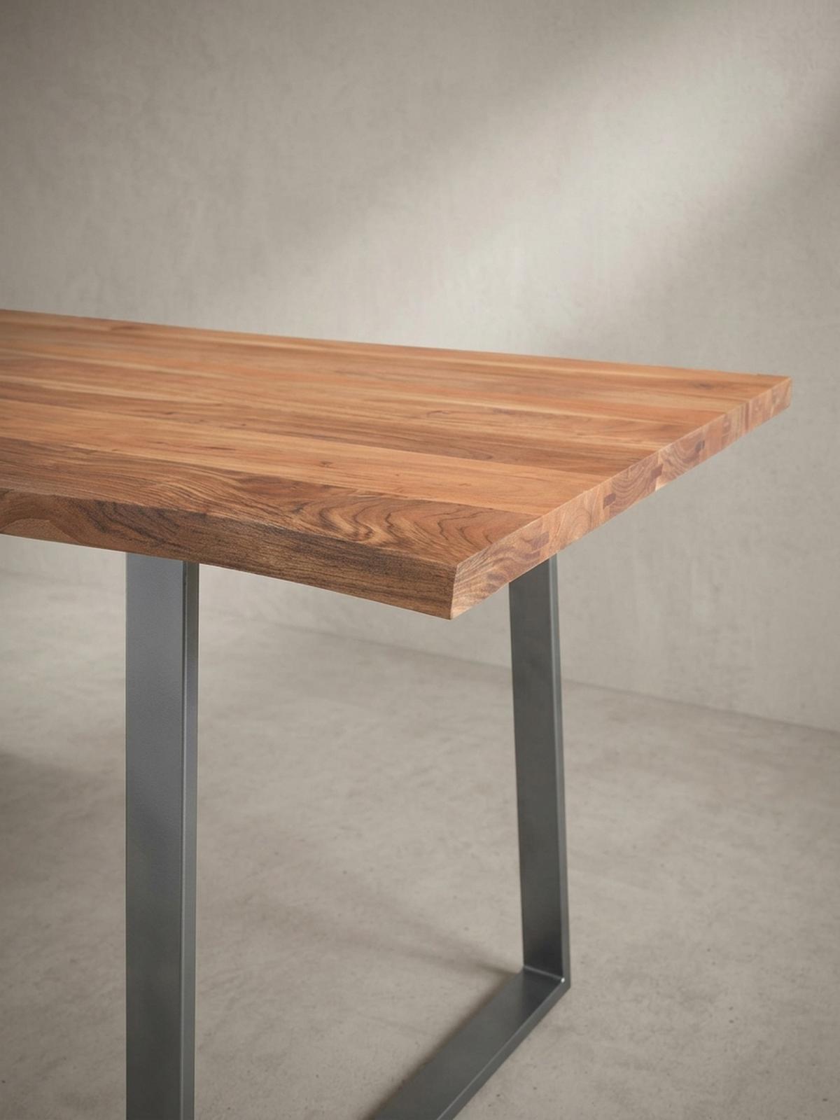 SCHREIBTISCH Massivholz Baumkante Chromgestell Handarbeit TARN, Goldbraun-Chrom 120x60x76 cm - Chromfarben/Braun, Holz/Metall (120/60/76cm) - KADIMA DESIGN