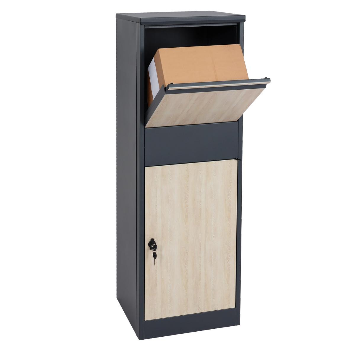 PAKETKASTEN GRÖßE XL rechteckig Anthrazit, Braun - Anthrazit/Braun, Metall (46/140/45cm) - MCW