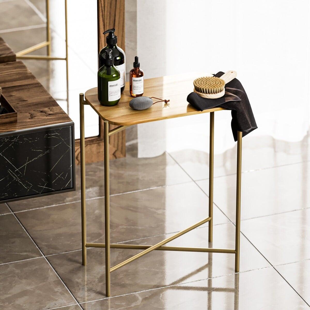 RECHTECKIGER beistelltisch mit metallfüssen 26/40/56 cm - Goldfarben, Metall (60/26/56cm) - Calicosy