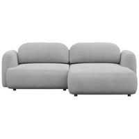 ECKSOFA Tvoya Hellgrau Bouclé - Hellgrau/Schwarz, Kunststoff/Textil (175/267cm) - Selsey