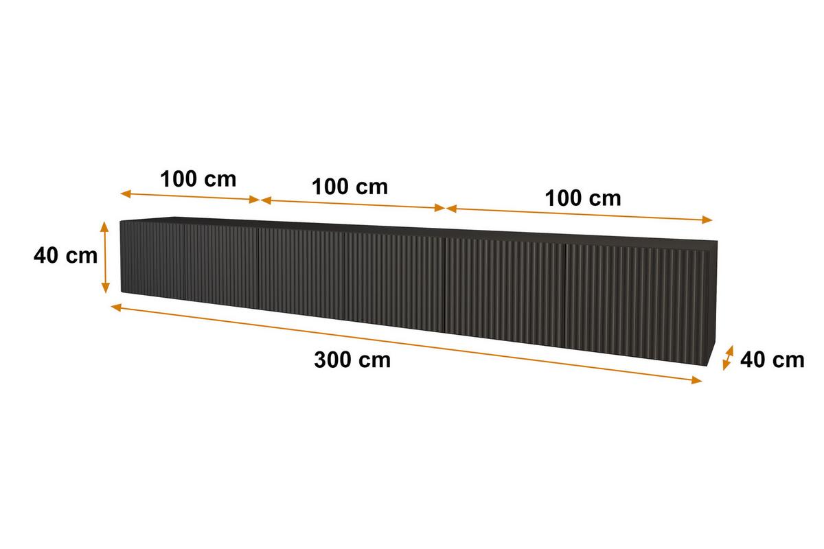 LOWBOARD NOA-2-W 3x100x40x40 cm - Schwarz - Schwarz, Holzwerkstoff (300/40/40cm) - ALTDECOR