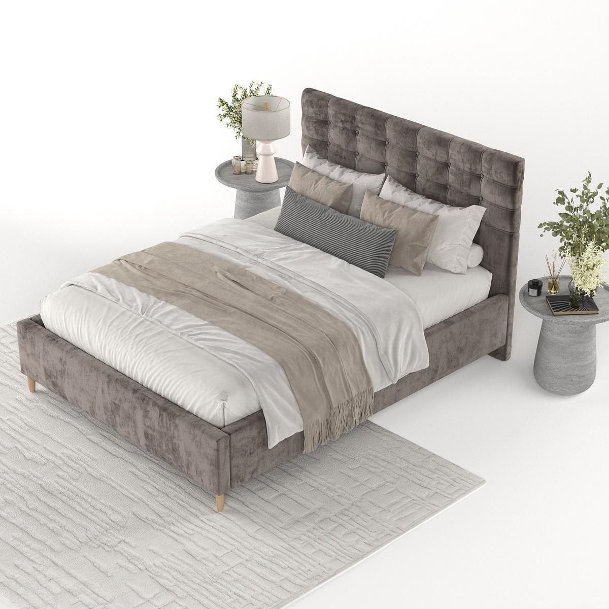 POLSTERBETT Soma 160/200 cm Braun im Lotta Stoff - Naturfarben/Braun, Holz/Holzwerkstoff (160/200cm) - AltaBeds