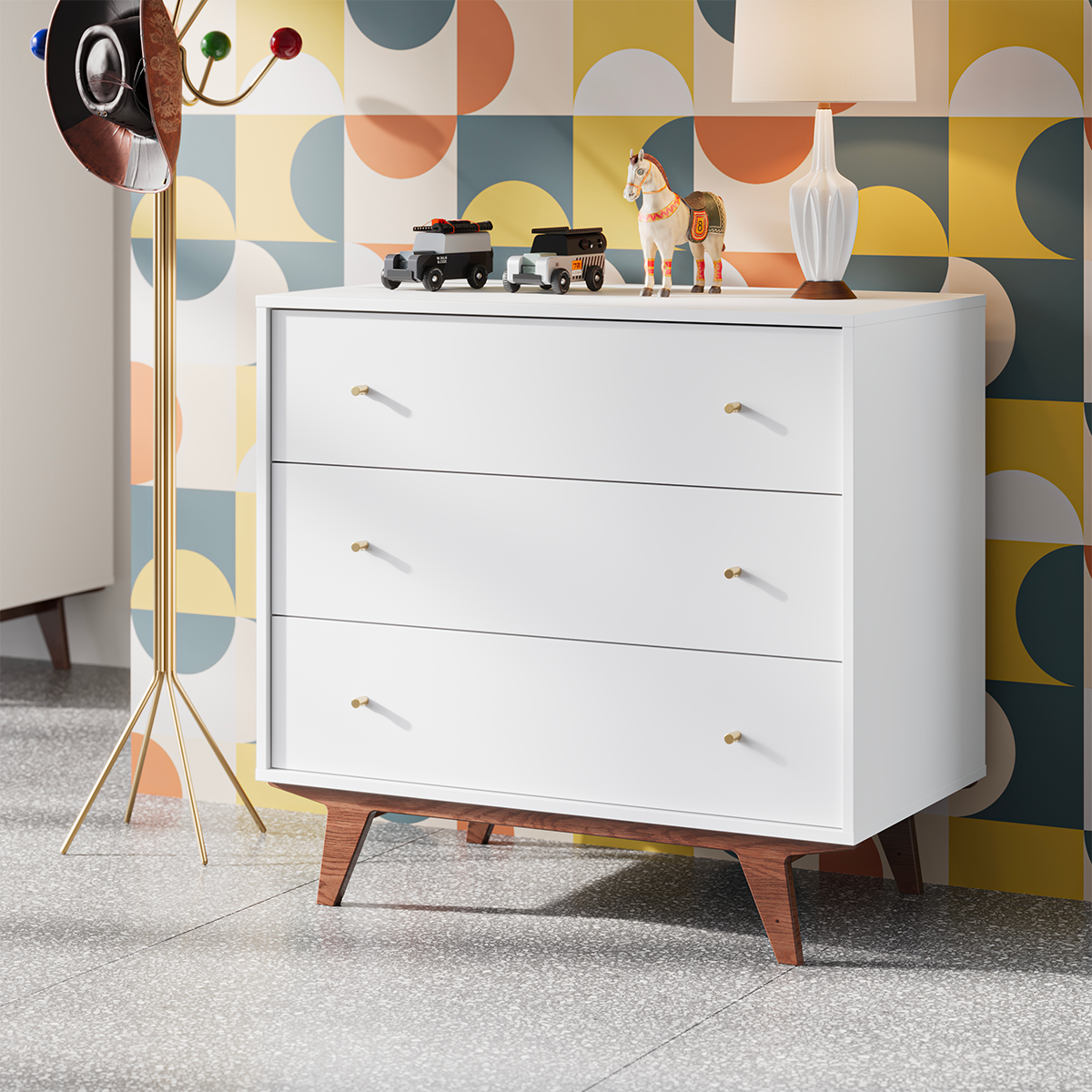 KINDERKOMMODE Mid Weiß und Holz - Weiß, Holzwerkstoff (90/85/50cm) - Petits-meubles