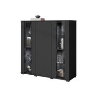 KOMMODE Caro HB 120 mit weißer LED Beleuchtung - Schwarz, Holzwerkstoff/Kunststoff (120/122/40cm) - MIRJAN24