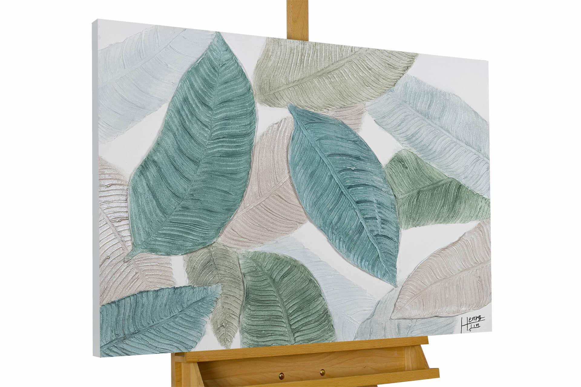ACRYLBILD HANDGEMALT 100/75 cm - Grau/Grün, Holz/Textil (100/75cm) - KUNSTLOFT