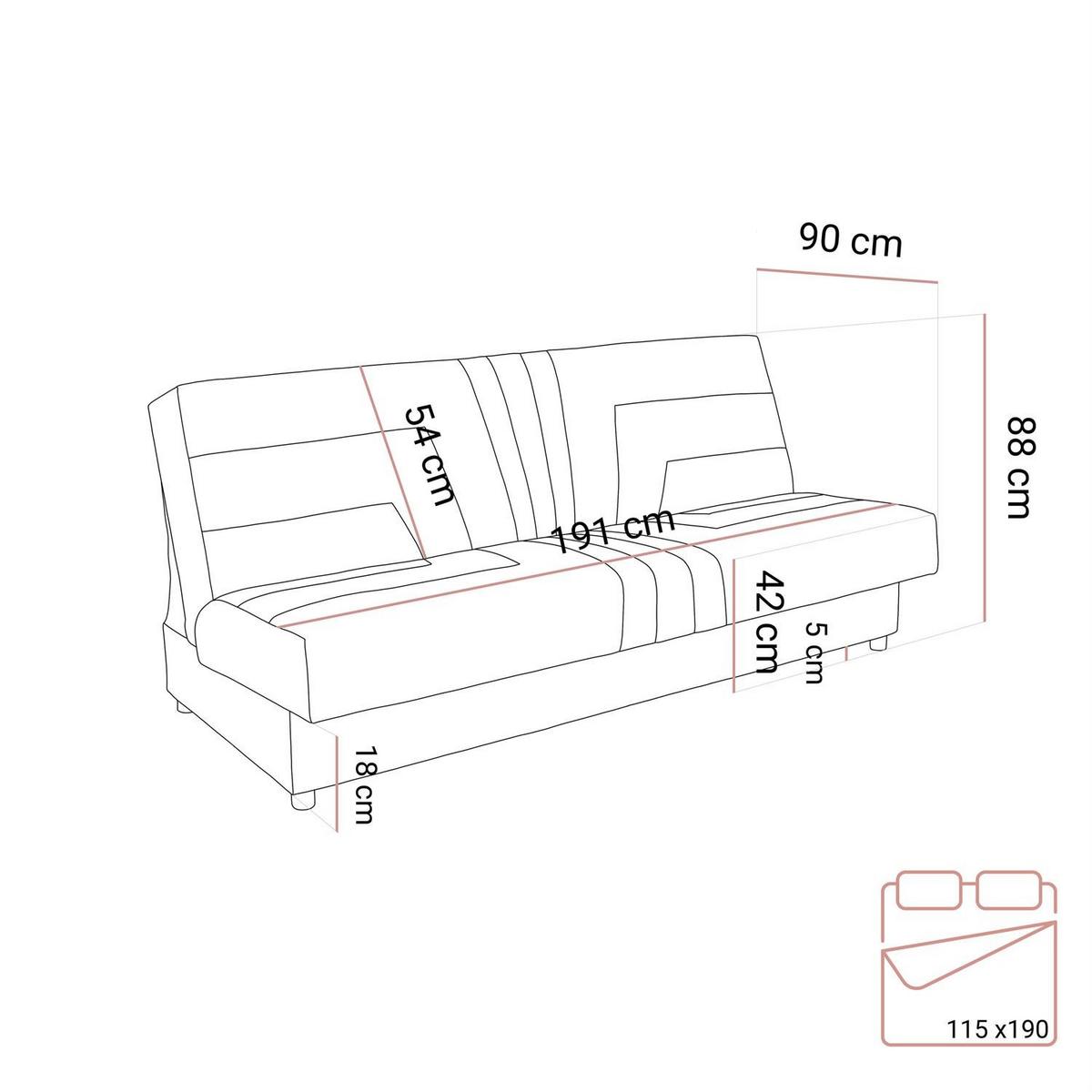 SCHLAFSOFA VERO II mit Schlaffunktion Castel 04 - Beige, Textil (191/88/90cm) - Lookway