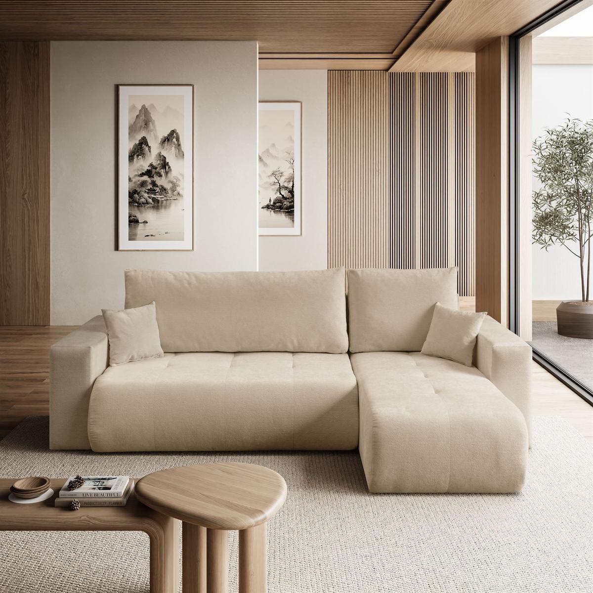 ECKSOFA CLOUD II L mit Schlaffunktion, Vibe 07 - Beige, Textil (247/152cm) - Lookway