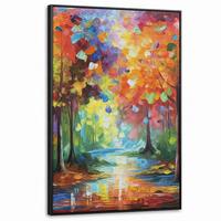LEINWAND Bilder mit Rahmen - Landschaft - Wald - Farben - Natur - 80x120 - Multicolor, Textil (80/120cm) - MuchoWow