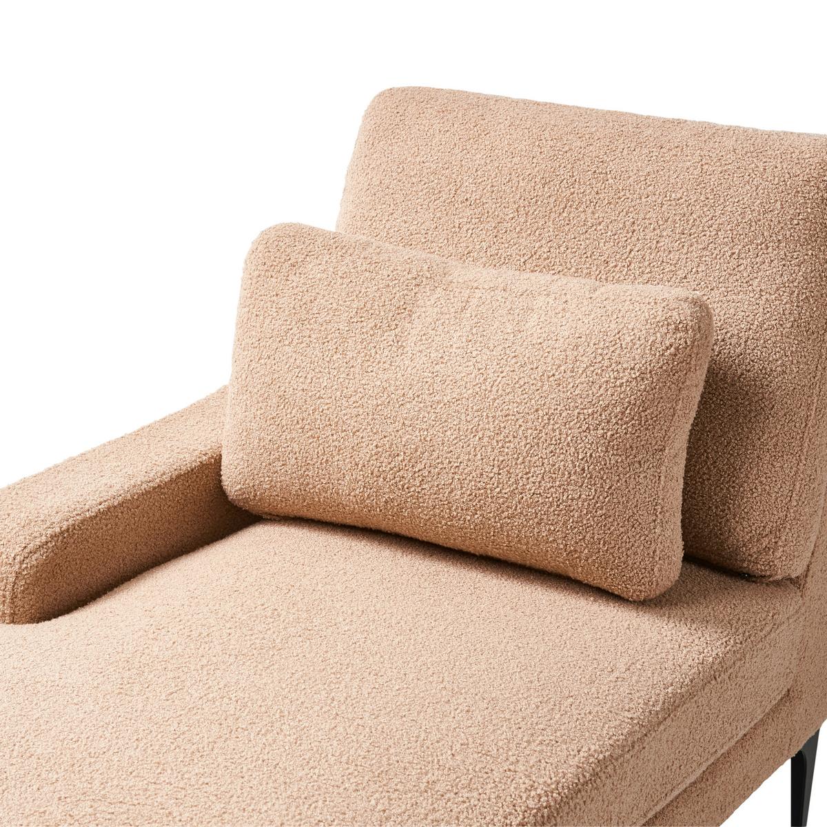 CHAISELONGUE-RECHTSSEITIGE Bouclé Sandbeige Ewron - Sandfarben/Beige, Textil (150/70/72cm) - Beliani