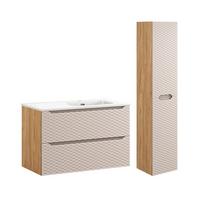 BADMÖBEL 90cm Elora 2er-Set Beige und Holz - Braun, Holzwerkstoff (90/57/46cm) - Petits-meubles