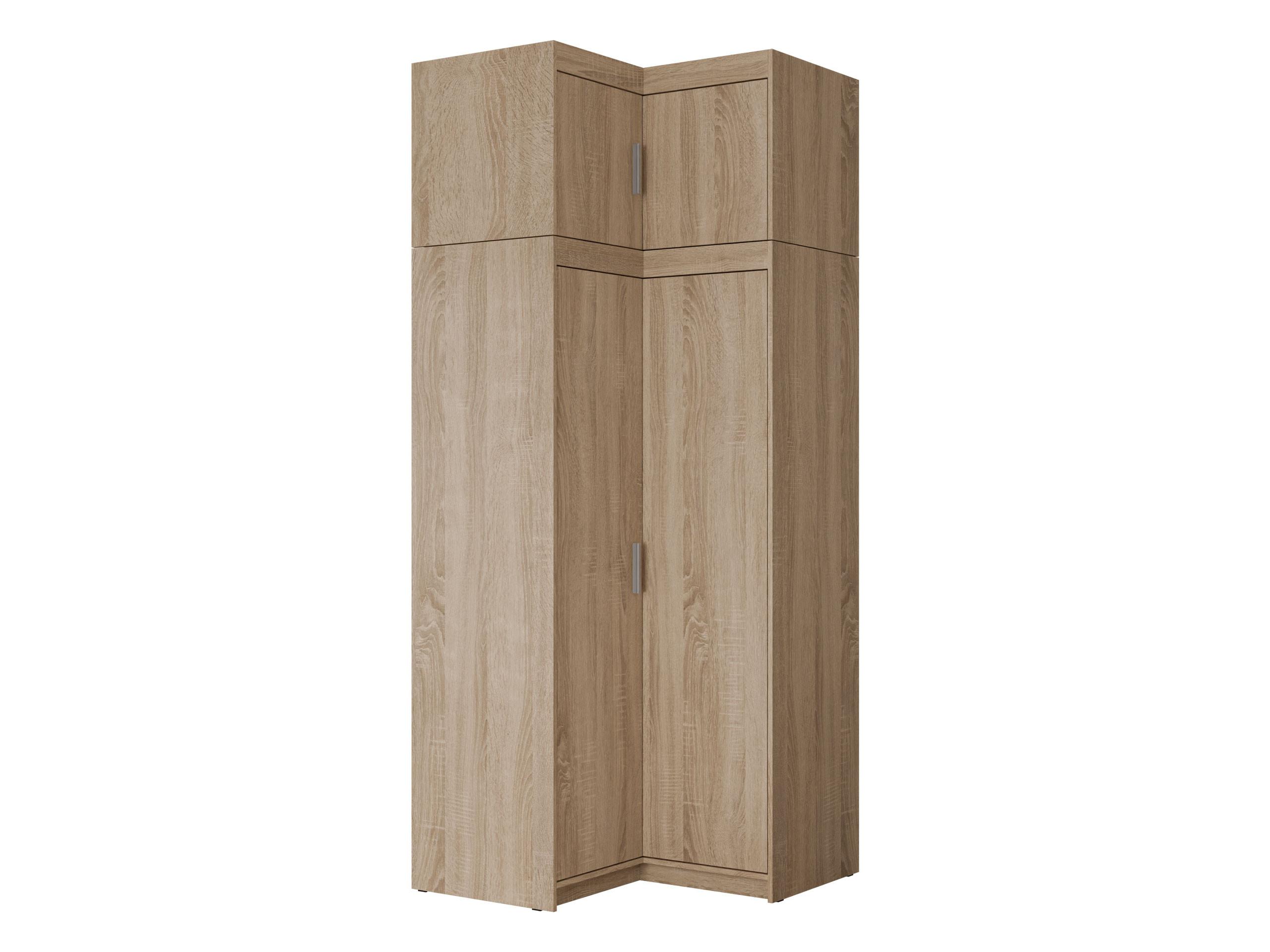ECKKLEIDERSCHRANK Elena 2D + Schrankaufsatz - Silberfarben/Sonoma Eiche, Holzwerkstoff/Kunststoff (98/246/98cm) - MIRJAN24