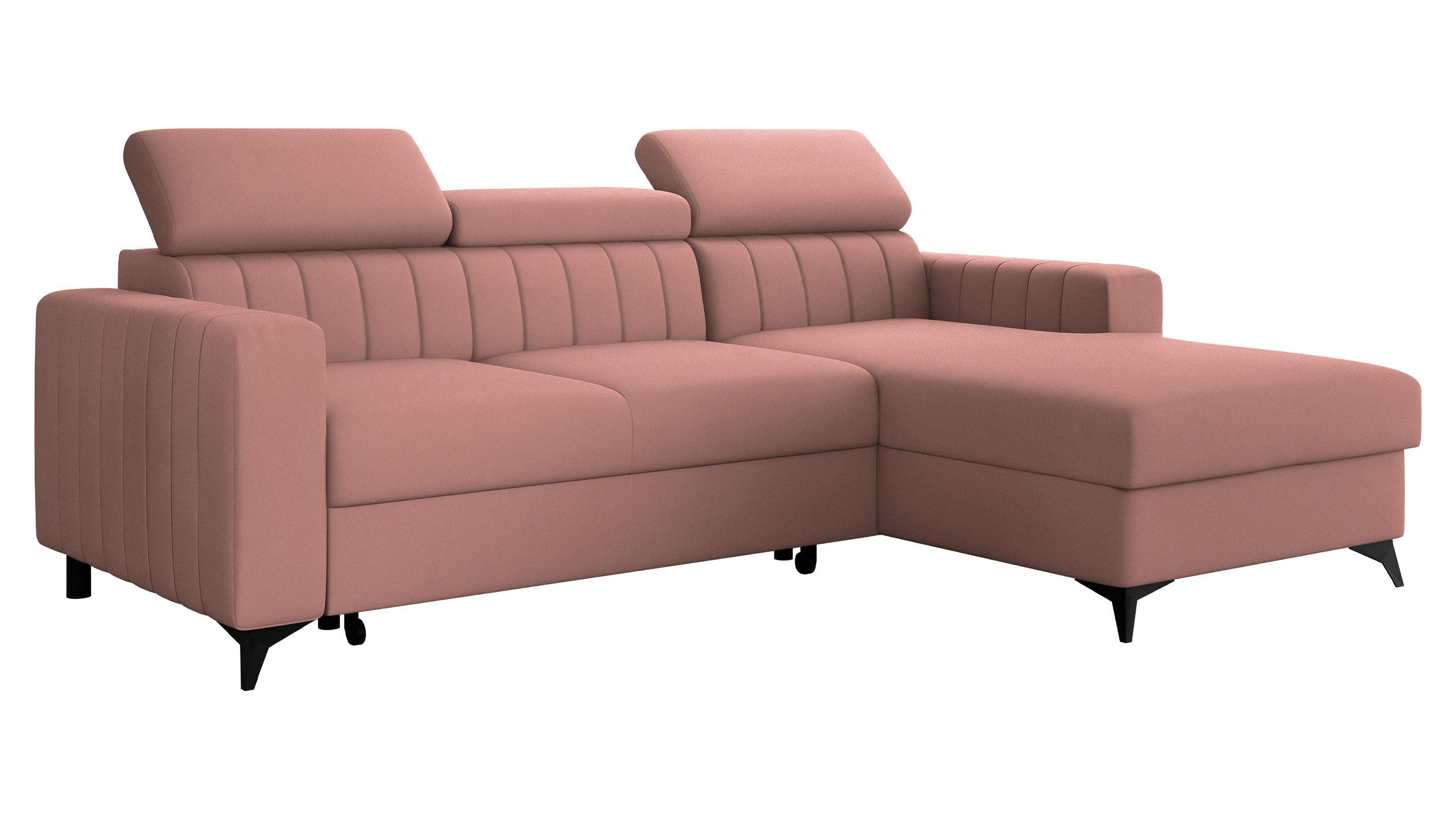 ECKSOFA Milano, Seite: Rechts 2R+LC - Schwarz/Rosa, Holz/Textil (172/236cm) - MIRJAN24