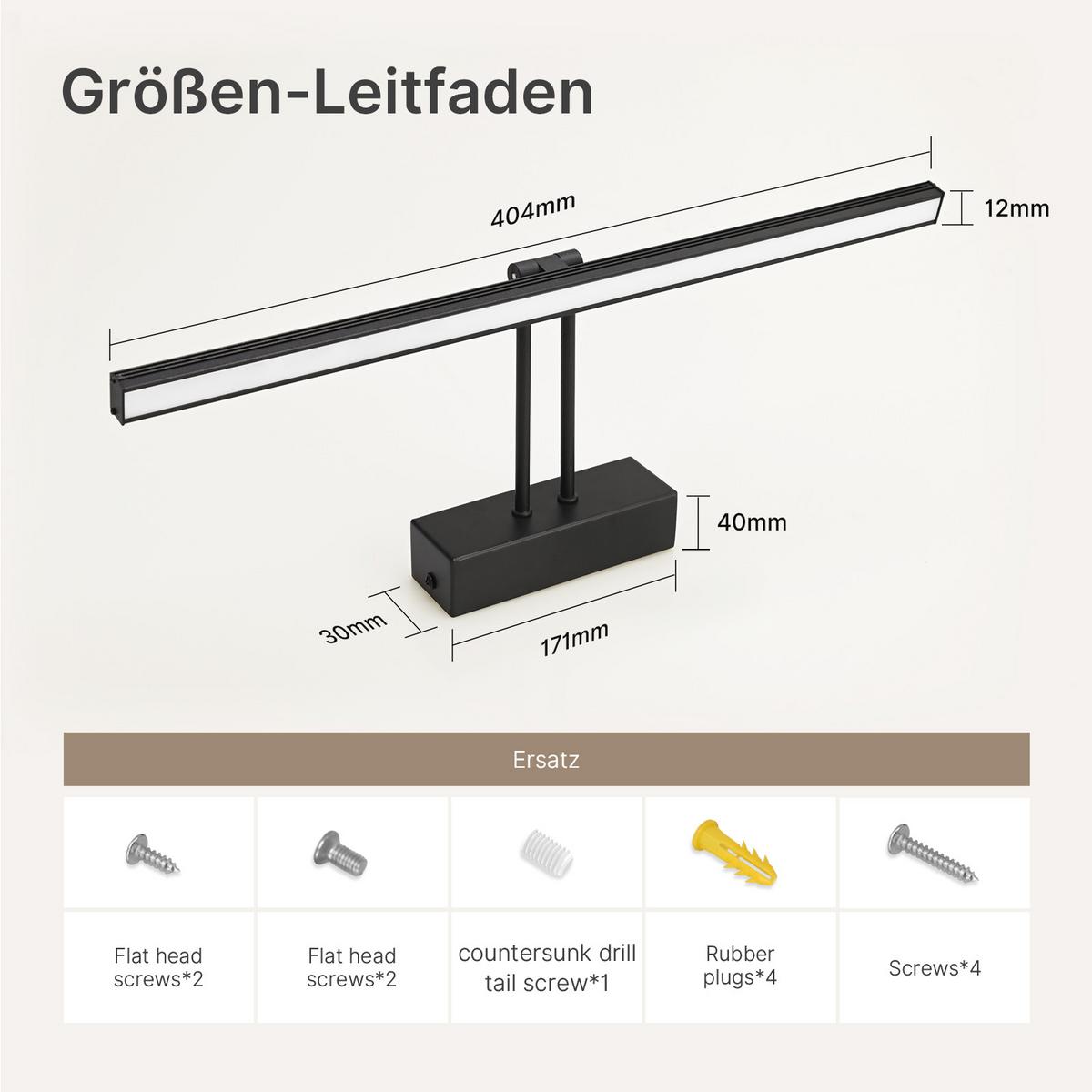 SPIEGELLEUCHTE LED Schwarz 6500K 40/16/4 cm - Schwarz, Kunststoff (4/40/16cm) - EMKE