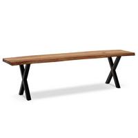 ESSZIMMERBANK Massivholz Metall Baumkante X-Beine, Akazie 120x40x46 cm - Schwarz/Braun, Holz/Metall (120/46/40cm) - KADIMA DESIGN