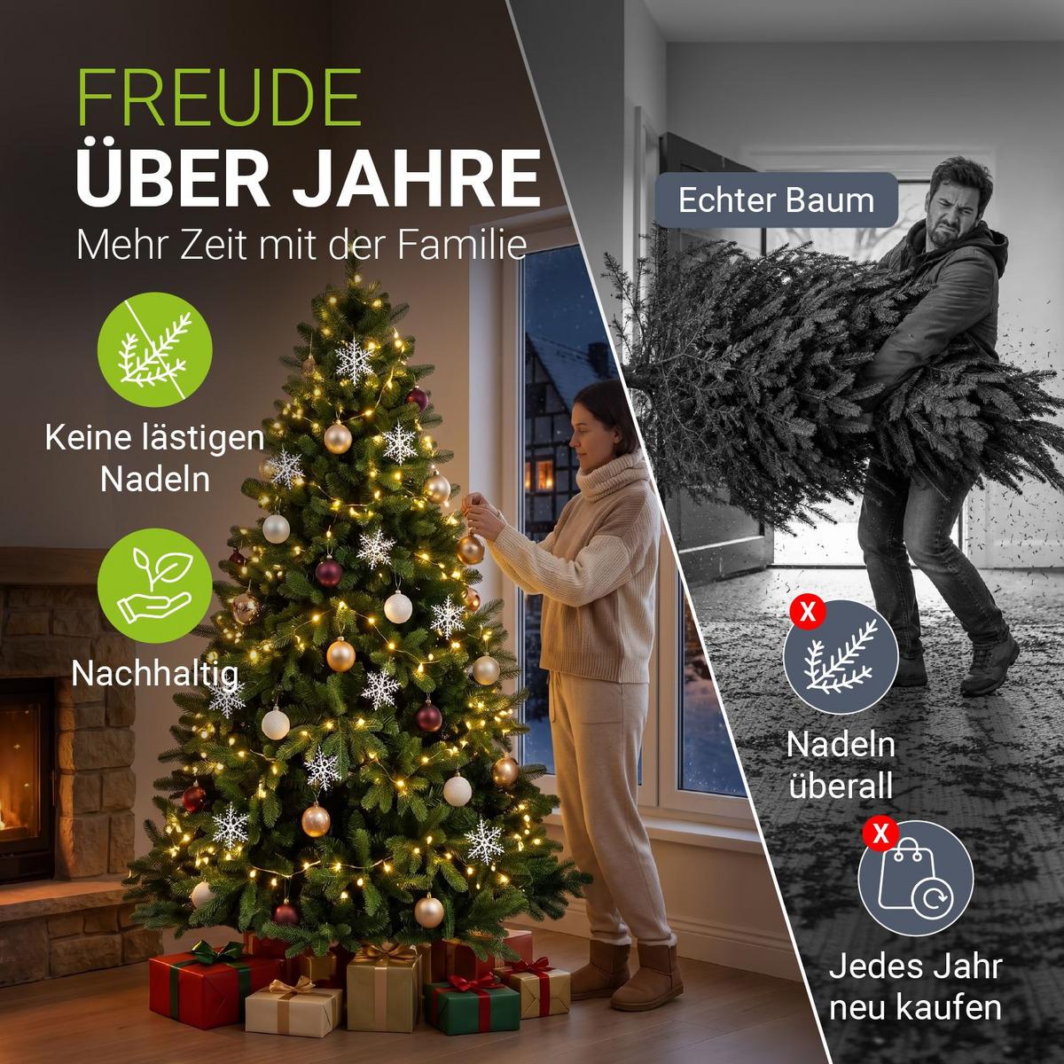 WEIHNACHTSBAUM Norvi grün 180cm - Grün, Kunststoff (180cm) - Juskys