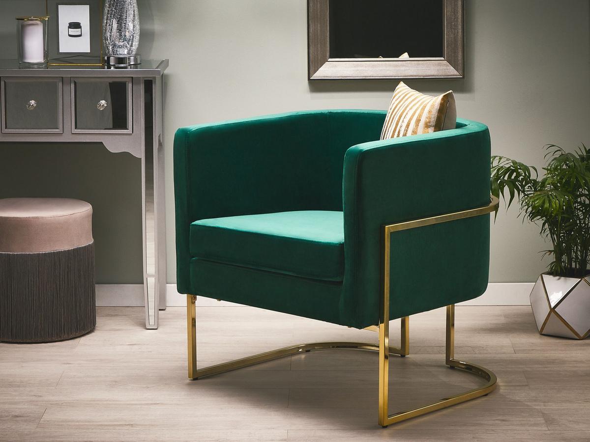 SESSEL Samtstoff Grün Sirkka - Grün, Textil/Metall (72/71/70cm) - Beliani