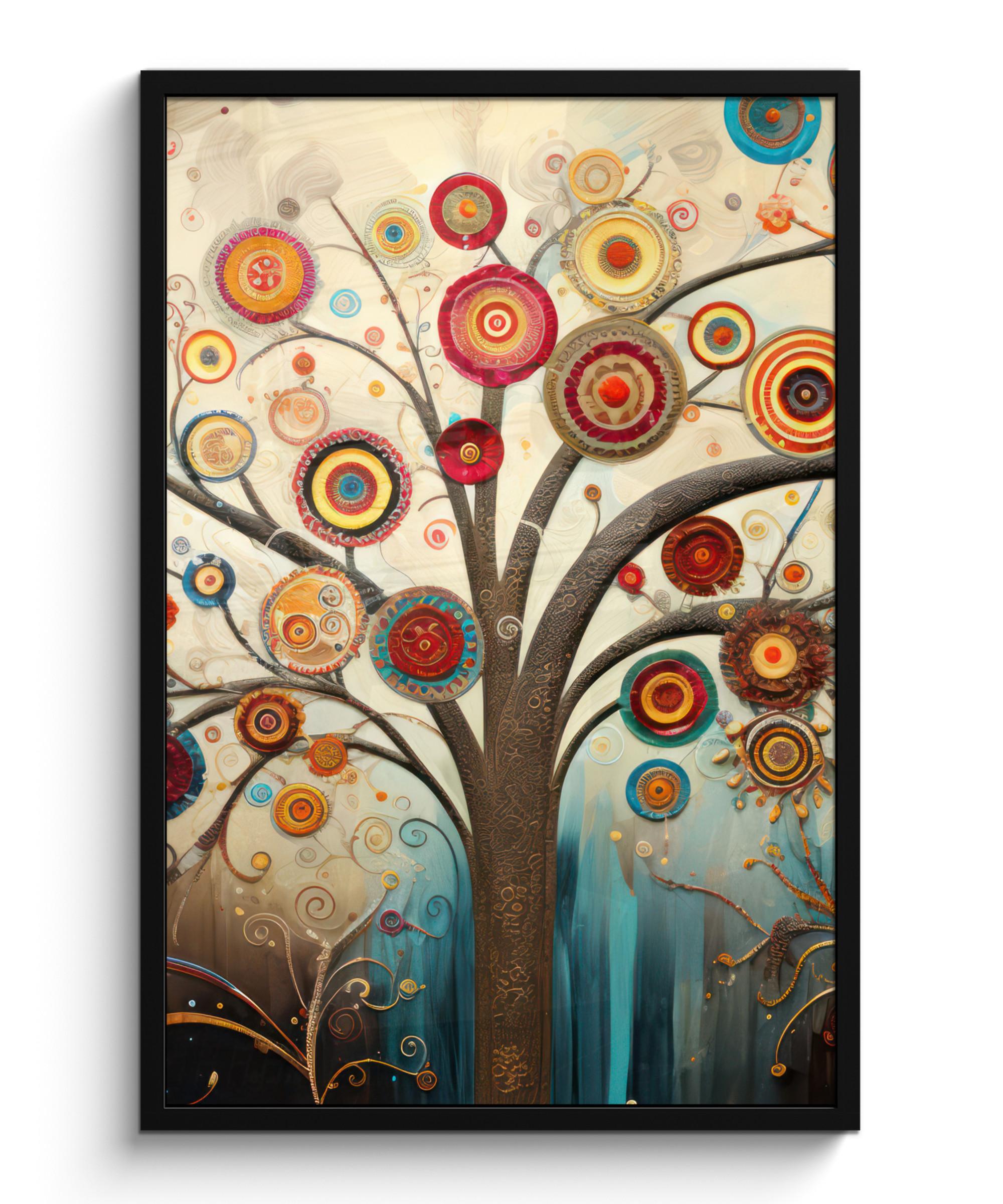 POSTER MIT RAHMENGERAHMTES BILD Baum - Baum des Lebens - Farbe 60x90 cm - Braun, Papier (60/90cm) - MuchoWow