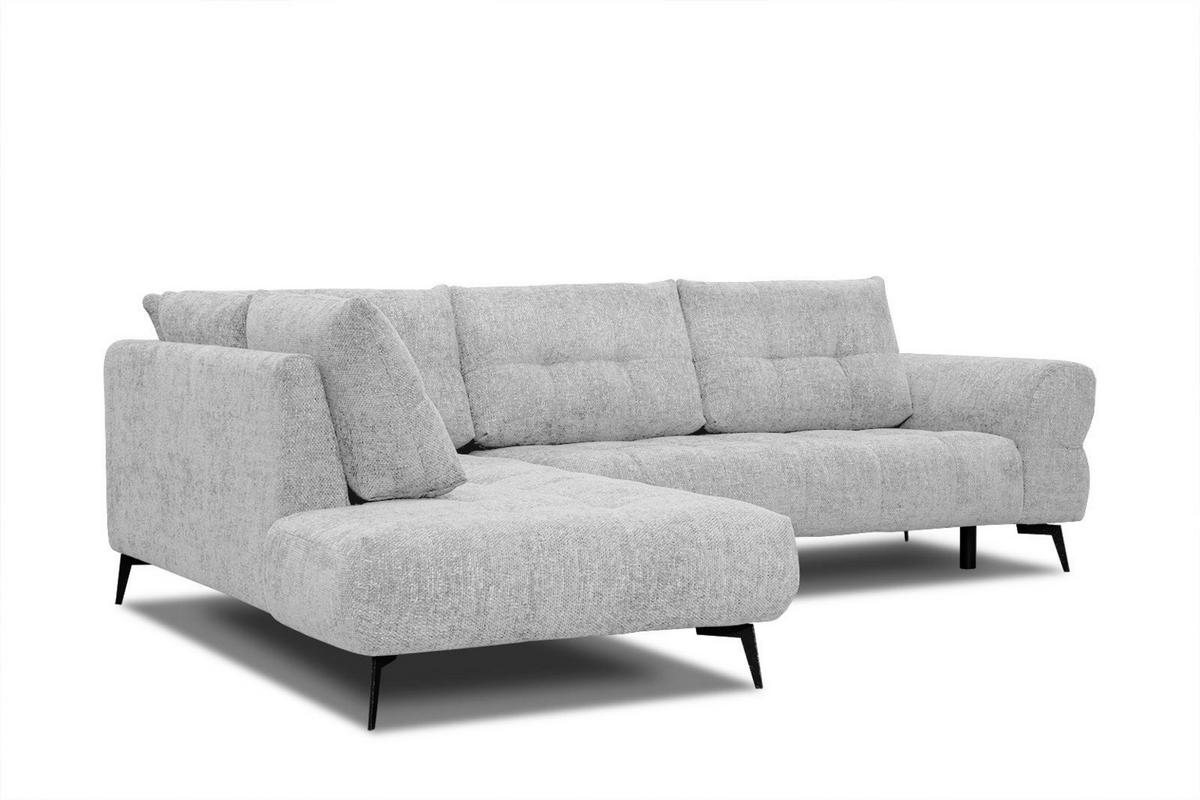 ECKSOFA SALVINI 5-Sitzer, hellgrau - Hellgrau/Schwarz, Holzwerkstoff/Textil (158/292cm) - Wozimo
