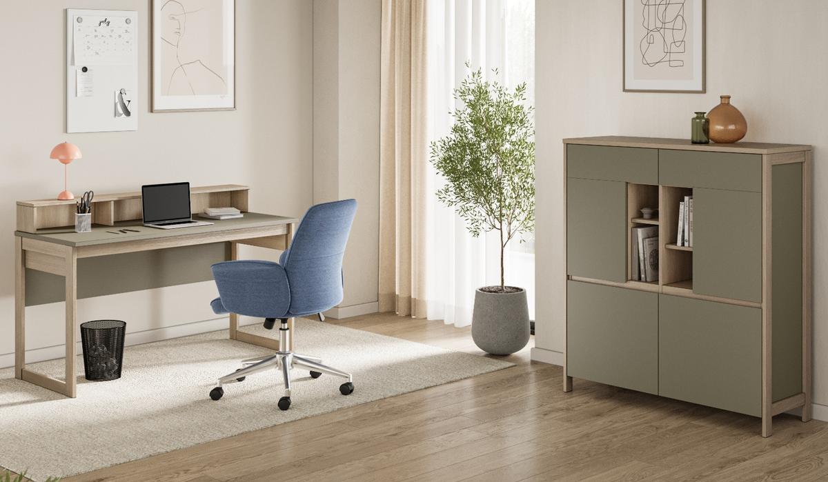 SCHREIBTISCH Salbei grün, Eiche, Laptoptisch skandinavisch 120 cm - Salbeigrün/Eichefarben, Holzwerkstoff (60/120/91cm) - Furn.Design