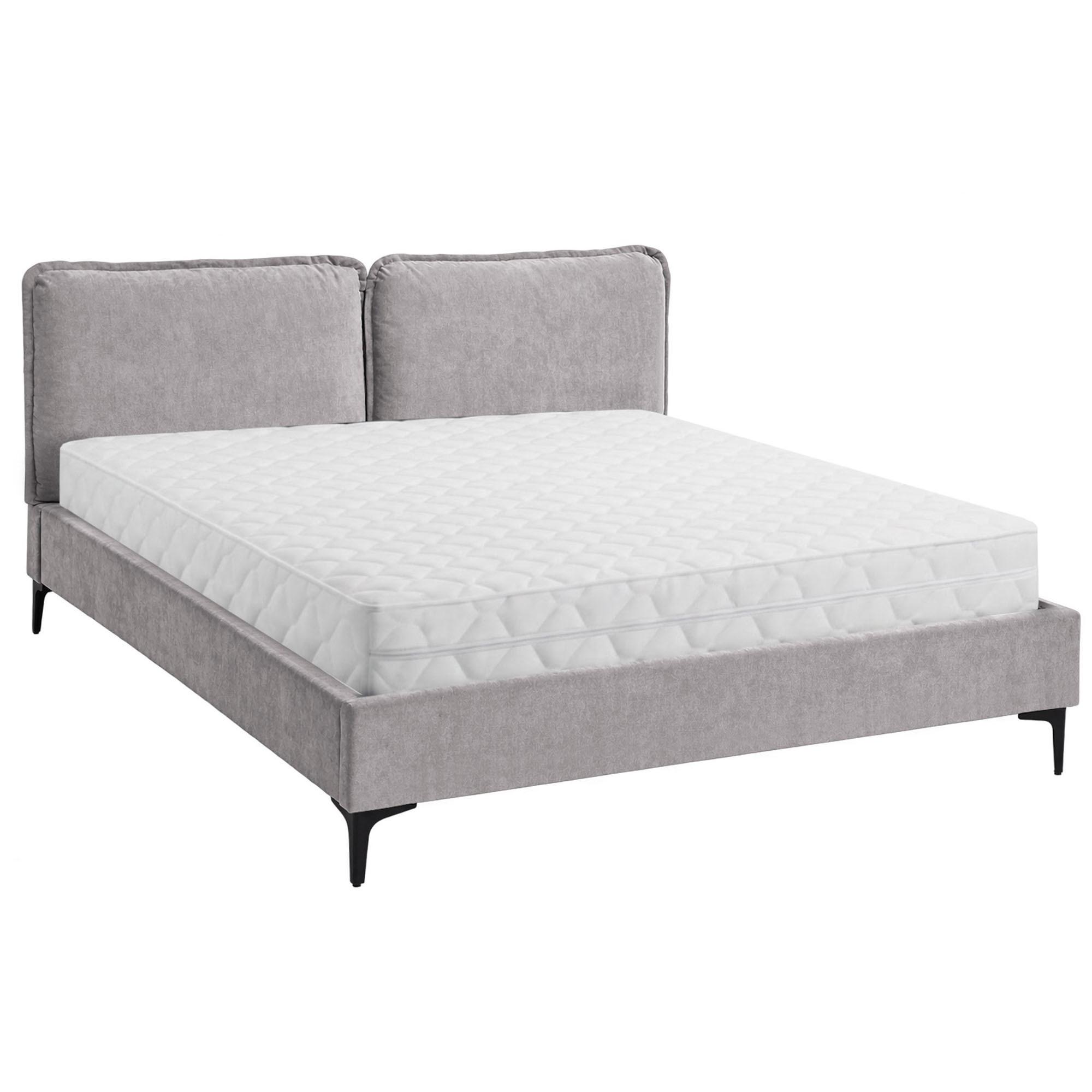 POLSTERBETT Sombra, Doppelbett 160x200 cm mit Taschenfedernmatratze 26 cm, Chenille-Stoff, Grau - Grau, Metall (160/200cm) - Beautysofa