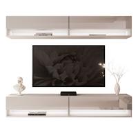 WOHNWAND Calante mit LED-Beleuchtung - Beige, Holzwerkstoff (180/30/35cm) - Lookway