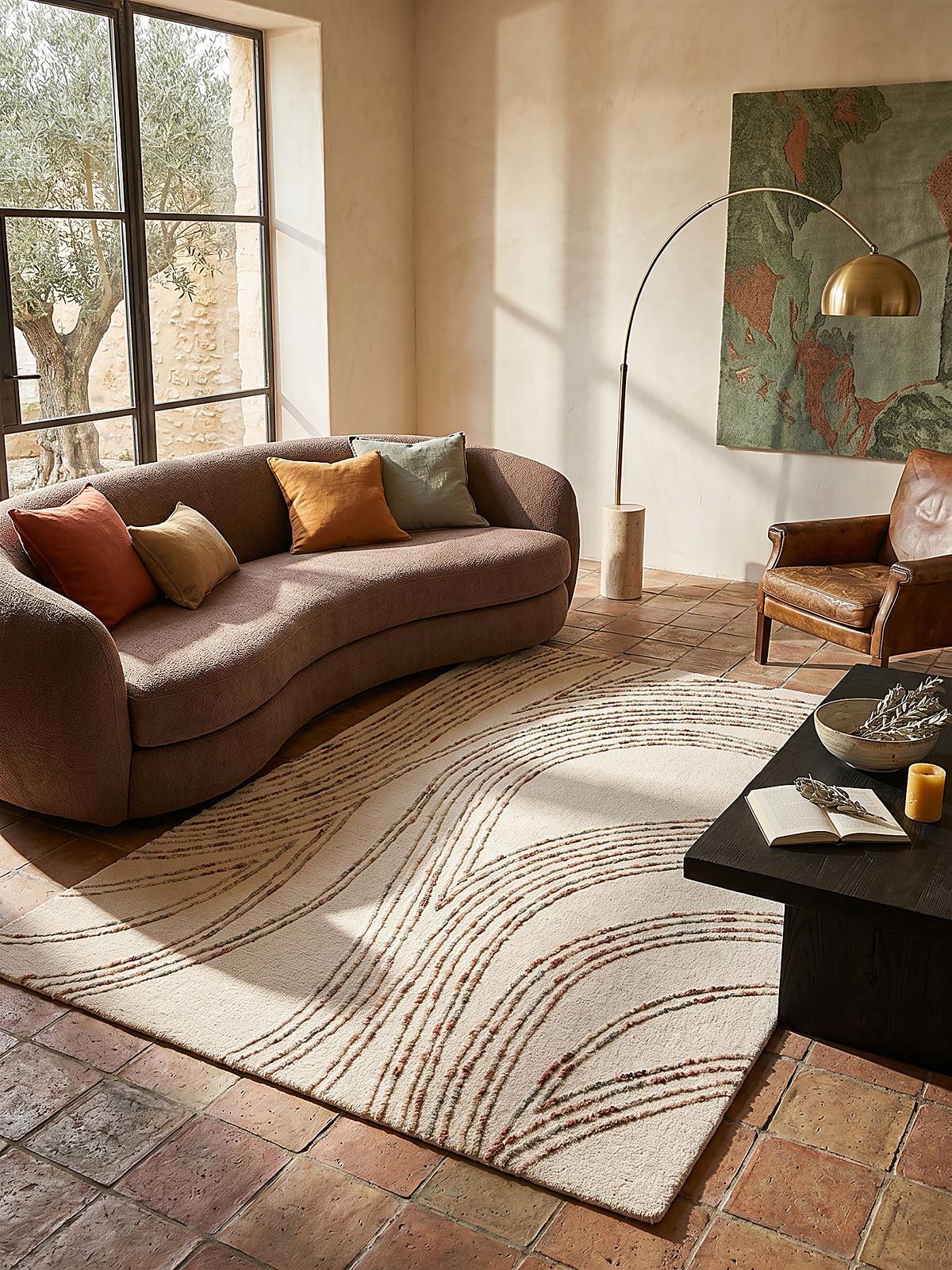WOLLTEPPICH HUMBER, abstrakt, Natur-Orange, 120 x 170 cm - Naturfarben/Orange, Textil (170/120cm) - KADIMA DESIGN