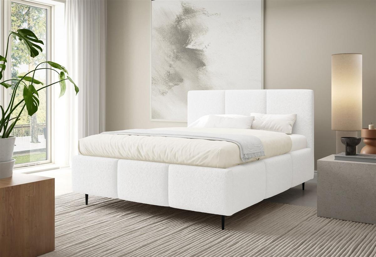 POLSTERBETT Miami Komplettset - Weiß, Holzwerkstoff/Textil (180/200cm) - Fun Möbel