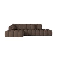 ECKSOFA mit Schlaffunktion Ottomane Links OLEA-L2 321x164x75 Braun Velours - Schwarz/Bronzefarben, Holzwerkstoff/Kunststoff (321/164cm) - ALTDECOR