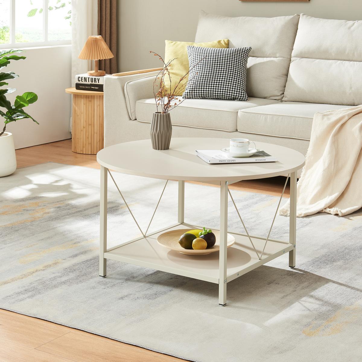 COUCHTISCH Filem 80/46 cm - Sandfarben, Holzwerkstoff/Metall (80/80/46cm) - [en.casa]