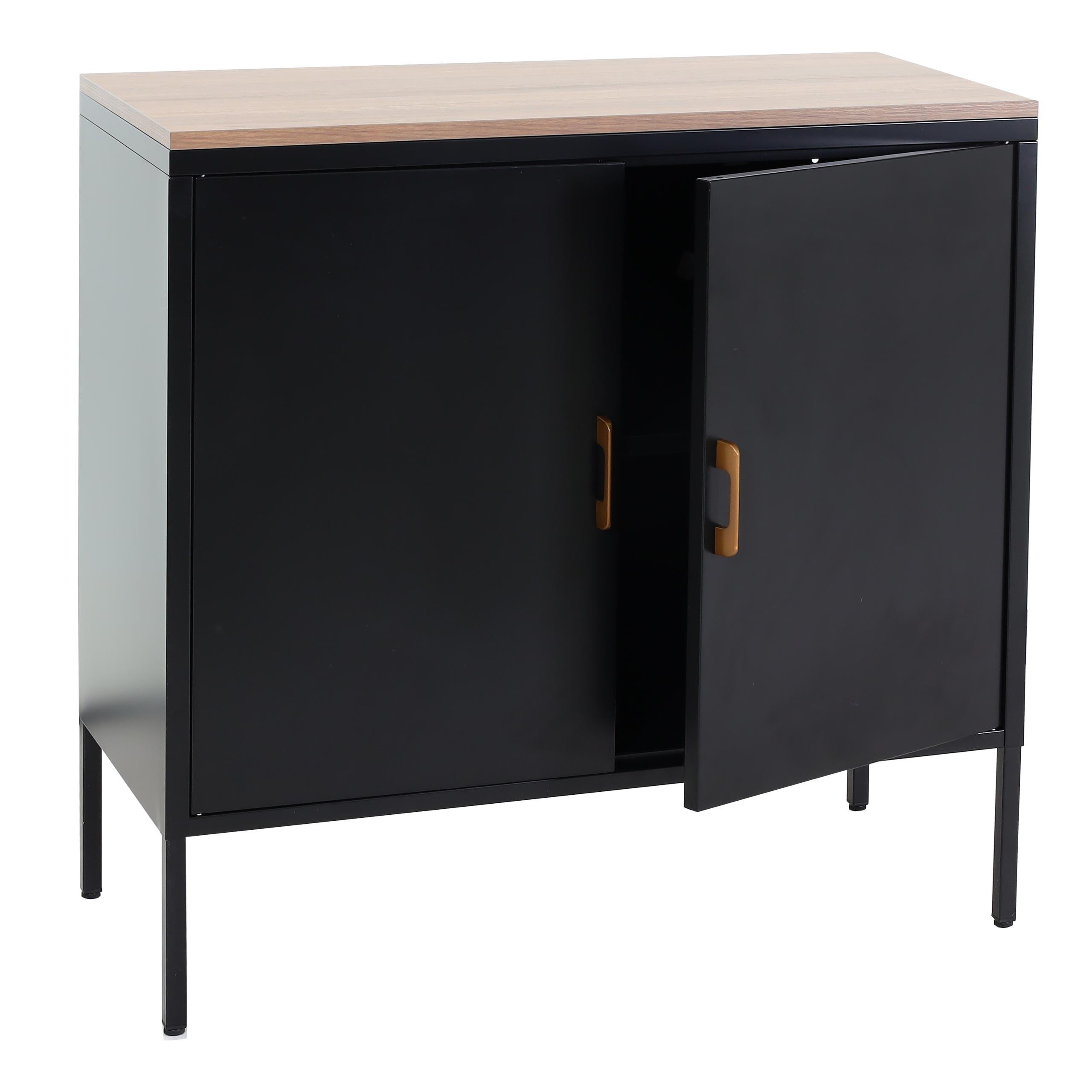 KOMMODE -2 Schwarz - Schwarz, Metall (90/90/40cm) - MCW