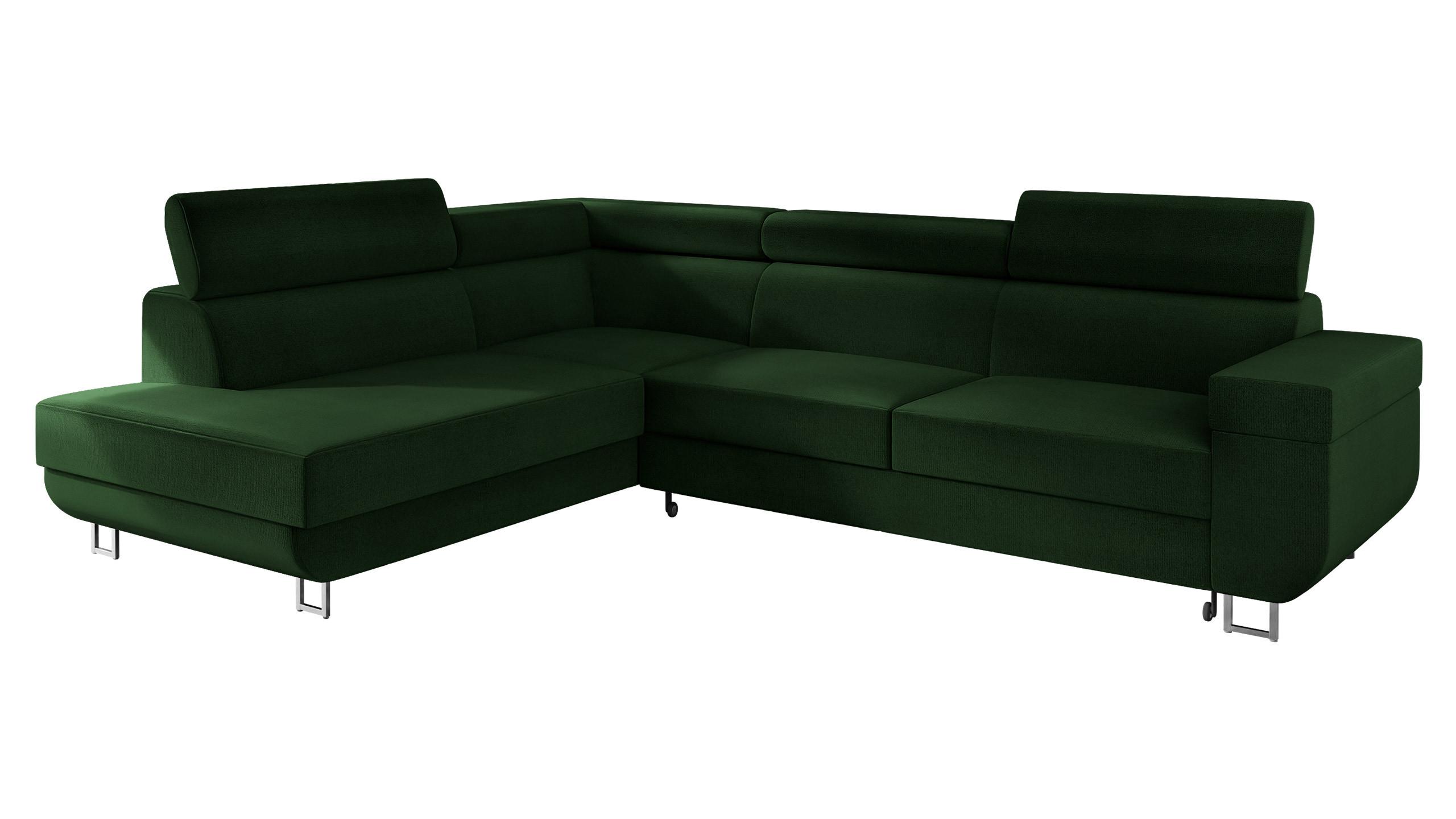 ECKSOFA Fonti, Seite: Links - Dunkelgrün, Holz/Textil (253/188cm) - MIRJAN24