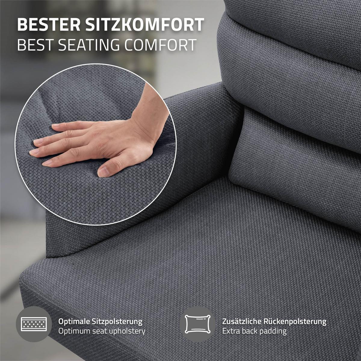 ESSZIMMERSTUHL 4er Set drehbar Anthrazit Stoffbezug - Anthrazit/Schwarz, Textil/Metall (64.5/93/64cm) - ML-DESIGN
