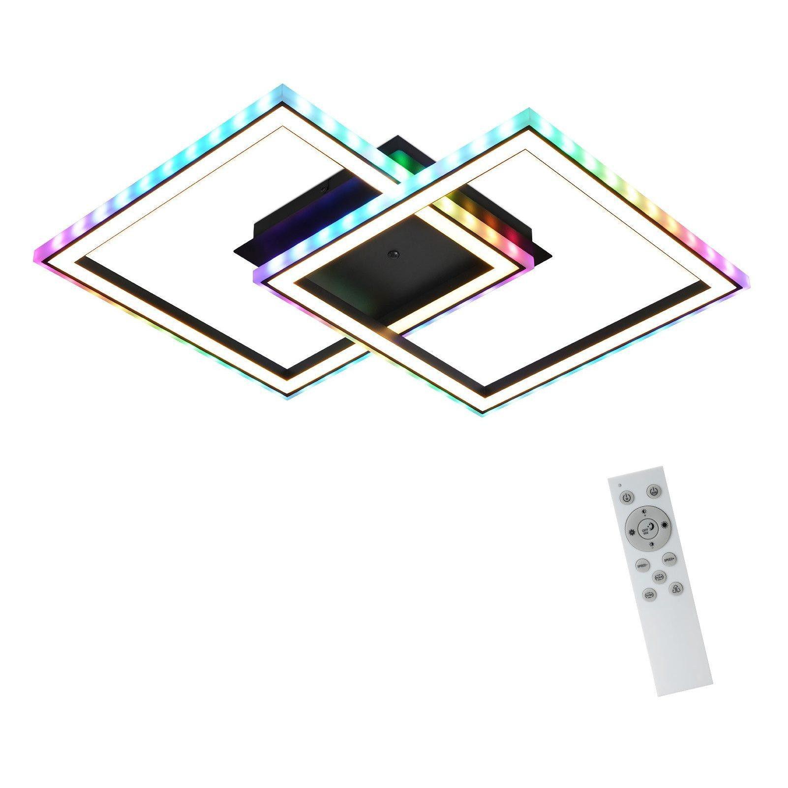 LED-DECKENLEUCHTE Luzadder 44.5/44.5/7cm - Schwarz, Metall (44.5/44.5/7cm) - Nettlife
