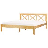 BETT mit Lattenrost 180x200 cm Heller Holzfarbton Tannay - Hellbraun, Holz (180/200cm) - Beliani