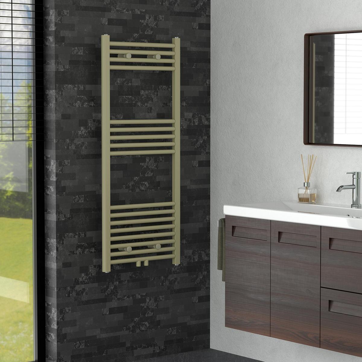 HANDTUCHHEIZKÖRPER 500 x 1200 mm Beige Badheizkörper gerade mit Mittelanschluss - Beige, Metall (50/120/3cm) - LuxeBath