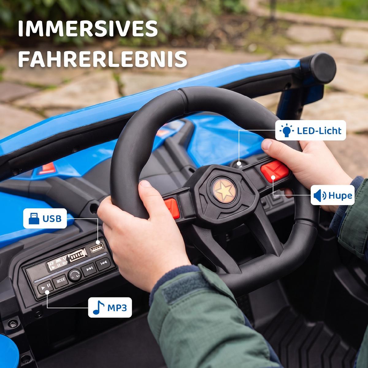 KINDER-ELEKTROAUTO Kunststoff Metall Blau - Blau, Kunststoff (96/61/56cm) - AIYAPLAY