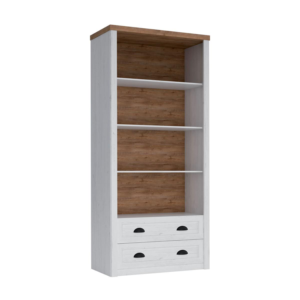BÜCHERREGAL Léandre Weiß und Holz - Weiß, Holzwerkstoff (90.2/198.1/43.3cm) - Petits-meubles