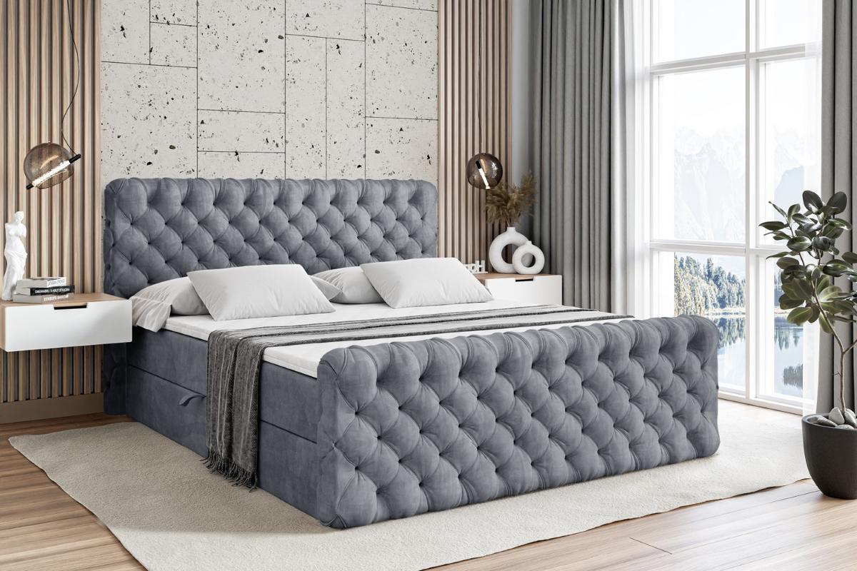 BOXBETT BOXI8-Z - 180x200 cm - H3 - Grau - Grau, Holzwerkstoff (180/200cm) - ALTDECOR