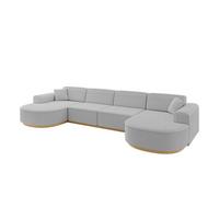 WOHNLANDSCHAFT MARI-U2-v2 - 388x171x83 cm Hellgrau Bouclé - Hellgrau, Holzwerkstoff/Textil (388/83/171cm) - ALTDECOR