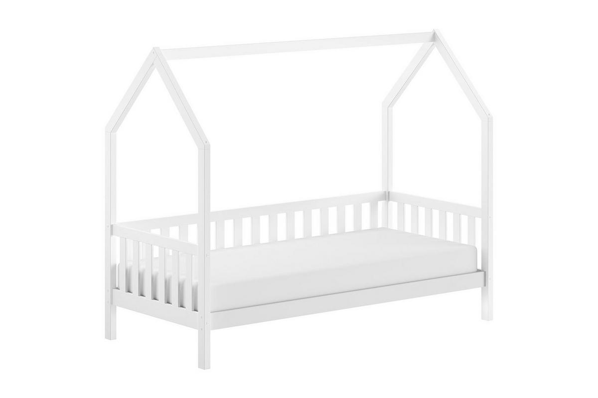HAUSBETT Kandace 90x200 Kiefer massiv weiß mit Dachaufbau - Weiß, Holz (90/200cm) - 58aufmkessel