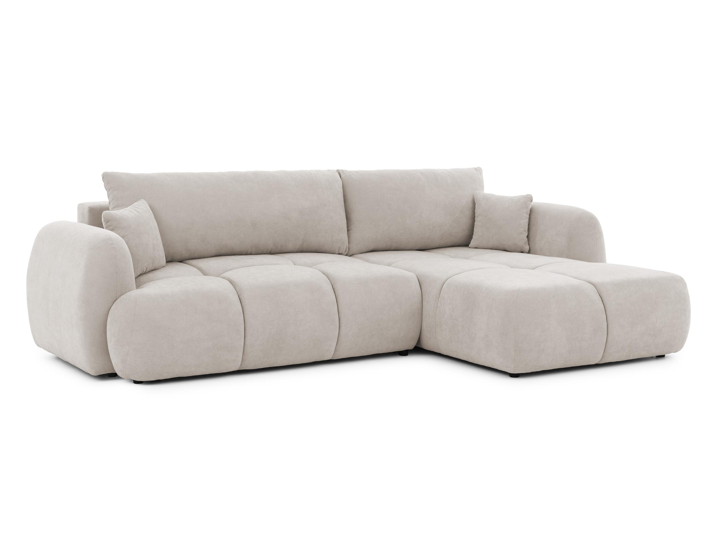 ECKSOFA Loretto aus natürlichem Beige Webstoff mit Schlaffunktion, Bettkasten und tiefen Steppungen in Bubble-Optik - Beige/Schwarz, Holz/Kunststoff (275/180cm) - S-Style