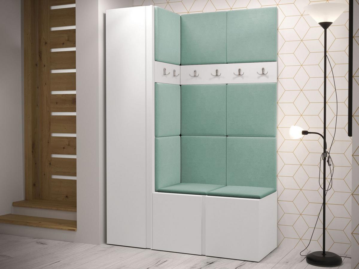 GARDEROBEN-SET Orion IX - Weiß/Mintgrün, Holzwerkstoff/Kunststoff (124/186/46cm) - MIRJAN24